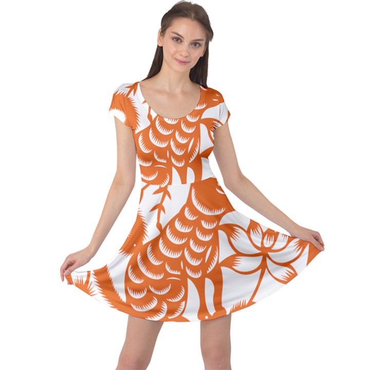 Chinese Zodiac Dog Cap Sleeve Dress