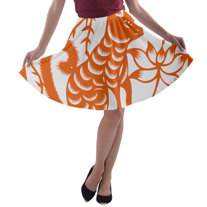 Chinese Zodiac Dog A-line Skater Skirt