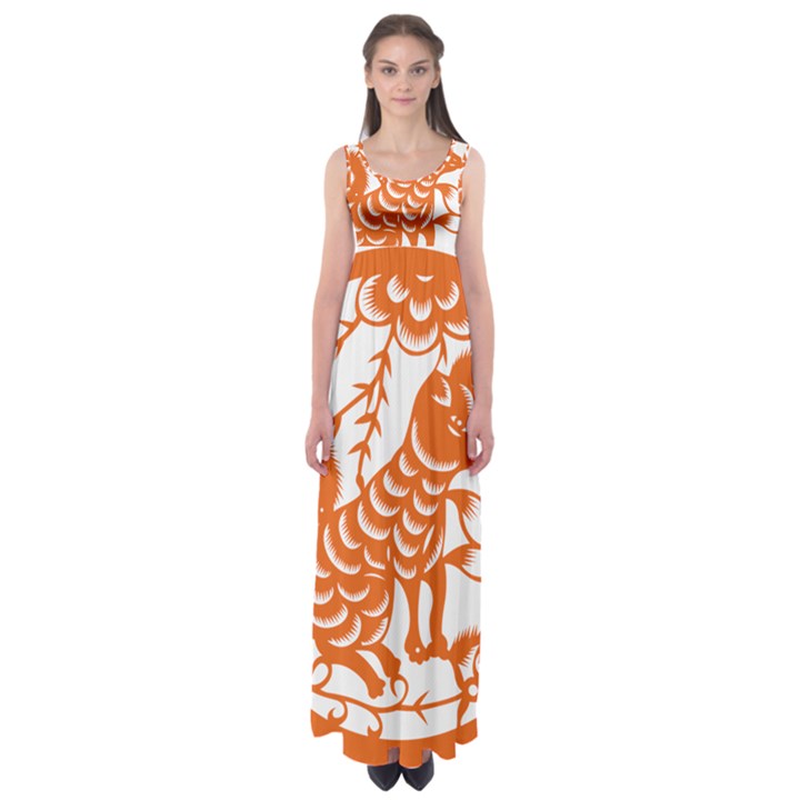 Chinese Zodiac Dog Empire Waist Maxi Dress