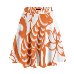 Chinese Zodiac Dog High Waist Skirt by Sapixe