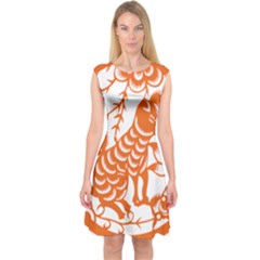 Chinese Zodiac Dog Capsleeve Midi Dress by Sapixe