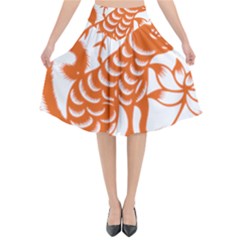 Chinese Zodiac Dog Flared Midi Skirt by Sapixe