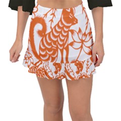 Chinese Zodiac Dog Fishtail Mini Chiffon Skirt by Sapixe