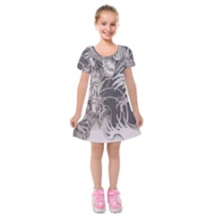 Chinese Dragon Tattoo Kids  Short Sleeve Velvet Dress by Sapixe