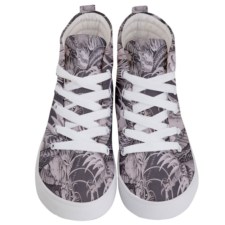 Chinese Dragon Tattoo Kid s Hi-Top Skate Sneakers