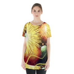 Celebration Colorful Fireworks Beautiful Skirt Hem Sports Top by Sapixe