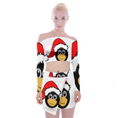 Christmas Animal Clip Art Off Shoulder Top With Mini Skirt Set by Sapixe