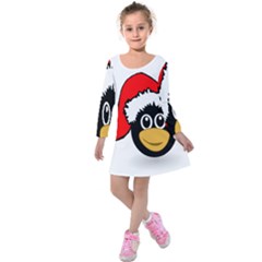 Christmas Animal Clip Art Kids  Long Sleeve Velvet Dress by Sapixe