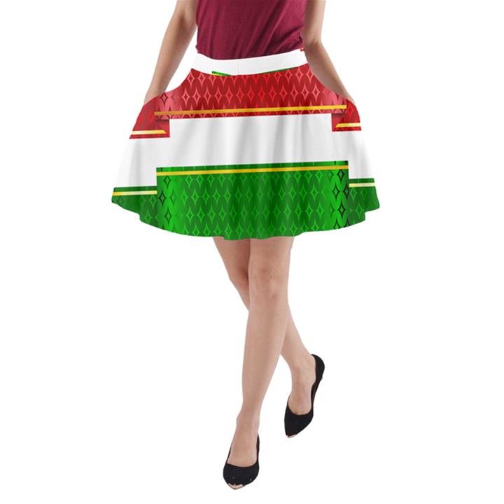 Christmas Banners Clipart A-Line Pocket Skirt