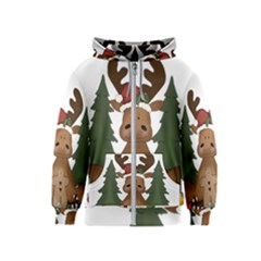 Christmas Moose Kids  Zipper Hoodie by Sapixe