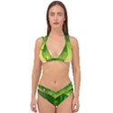 Christmas Green Background Stars Snowflakes Decorative Ornaments Pictures Double Strap Halter Bikini Set View1