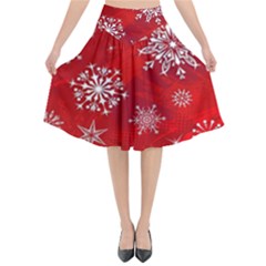 Christmas Pattern Flared Midi Skirt by Sapixe