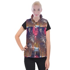 Christmas Night In Dubai Holidays City Skyscrapers At Night The Sky Fireworks Uae Women s Button Up Vest