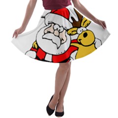 Christmas Santa Claus A-line Skater Skirt by Sapixe