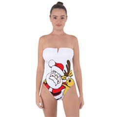 Christmas Santa Claus Tie Back One Piece Swimsuit by Sapixe