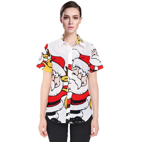 Christmas Santa Claus Women s Short Sleeve Shirt by Sapixe