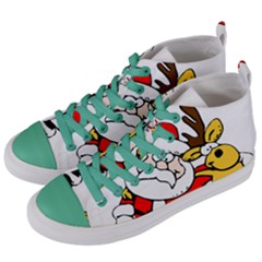 Christmas Santa Claus Women s Mid-top Canvas Sneakers by Sapixe