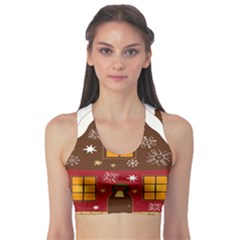 Christmas House Clipart Sports Bra by Sapixe