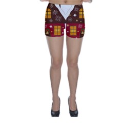 Christmas House Clipart Skinny Shorts by Sapixe