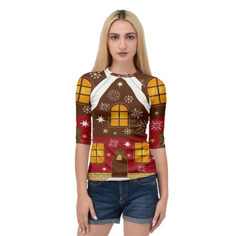 Christmas House Clipart Quarter Sleeve Raglan Tee by Sapixe