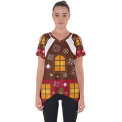 Christmas House Clipart Cut Out Side Drop Tee by Sapixe