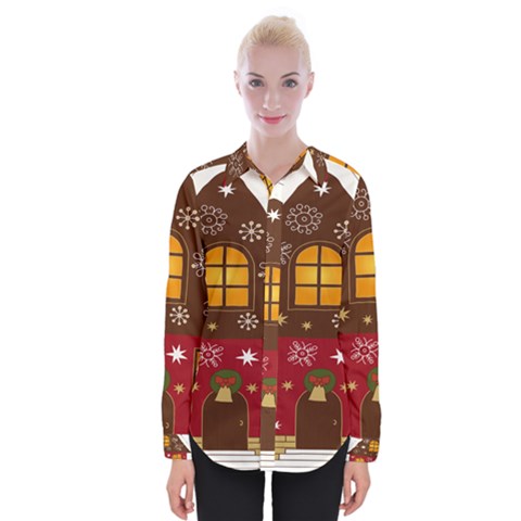 Christmas House Clipart Womens Long Sleeve Shirt by Sapixe