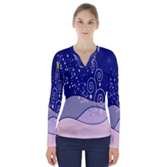 Christmas Tree V-neck Long Sleeve Top by Sapixe