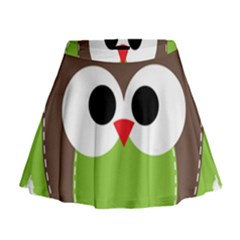 Clip Art Animals Owl Mini Flare Skirt by Sapixe