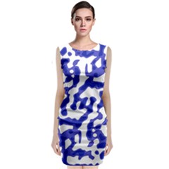 Bright Abstract Camo Pattern Sleeveless Velvet Midi Dress by dflcprints