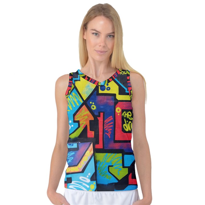 Urban Graffiti Movie Theme Productor Colorful Abstract arrows Women s Basketball Tank Top