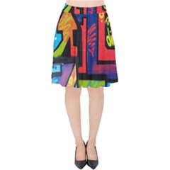 Urban Graffiti Movie Theme Productor Colorful Abstract Arrows Velvet High Waist Skirt by genx