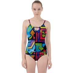 Urban Graffiti Movie Theme Productor Colorful Abstract Arrows Cut Out Top Tankini Set by genx