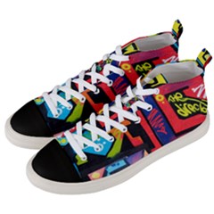 Urban Graffiti Movie Theme Productor Colorful Abstract Arrows Men s Mid-top Canvas Sneakers by genx