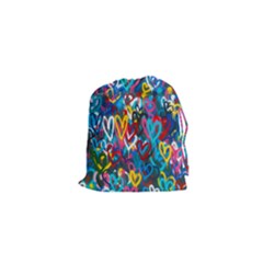 Graffiti Hearts Street Art Spray Paint Rad Drawstring Pouches (xs)  by genx