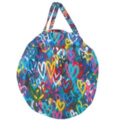 Graffiti Hearts Street Art Spray Paint Rad Giant Round Zipper Tote by genx