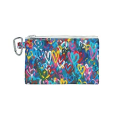 Graffiti Hearts Street Art Spray Paint Rad Canvas Cosmetic Bag (small) by genx