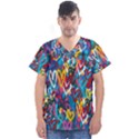 Graffiti Hearts Street Art Spray Paint Rad Men s V-Neck Scrub Top View1