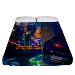 City Dubai Photograph From The Top Of Skyscrapers United Arab Emirates Fitted Sheet (king Size) by Sapixe