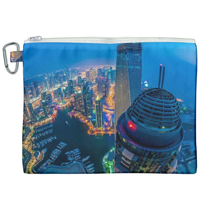 City Dubai Photograph From The Top Of Skyscrapers United Arab Emirates Canvas Cosmetic Bag (XXL)