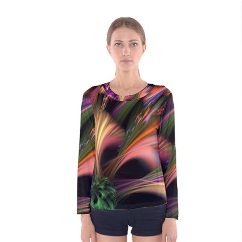 Color Burst Abstract Women s Long Sleeve Tee by Sapixe