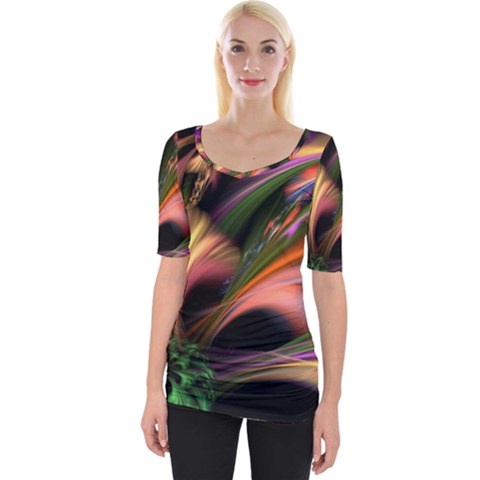 Color Burst Abstract Wide Neckline Tee by Sapixe