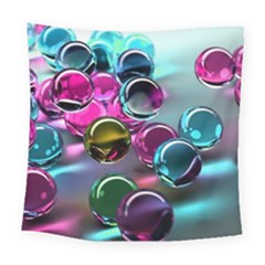 Colorful Balls Of Glass 3d Square Tapestry (large)