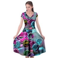 Colorful Balls Of Glass 3d Cap Sleeve Wrap Front Dress by Sapixe