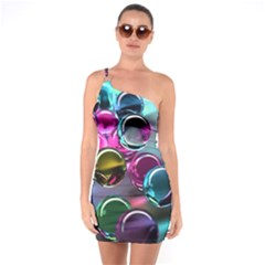 Colorful Balls Of Glass 3d One Soulder Bodycon Dress