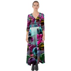 Colorful Balls Of Glass 3d Button Up Boho Maxi Dress by Sapixe