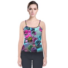 Colorful Balls Of Glass 3d Velvet Spaghetti Strap Top