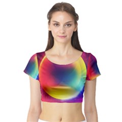 Colorful Glowing Short Sleeve Crop Top