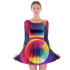 Colorful Glowing Long Sleeve Skater Dress