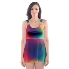 Colorful Glowing Skater Dress Swimsuit