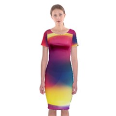 Colorful Glowing Classic Short Sleeve Midi Dress